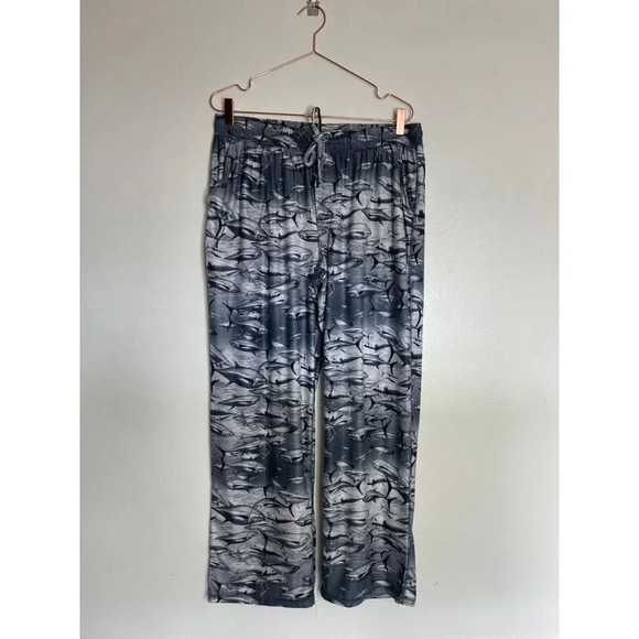 Reel Legends Elastic Waist Drawstring Fish Print Performance Outfitters Pants L - Picture 2 of 9